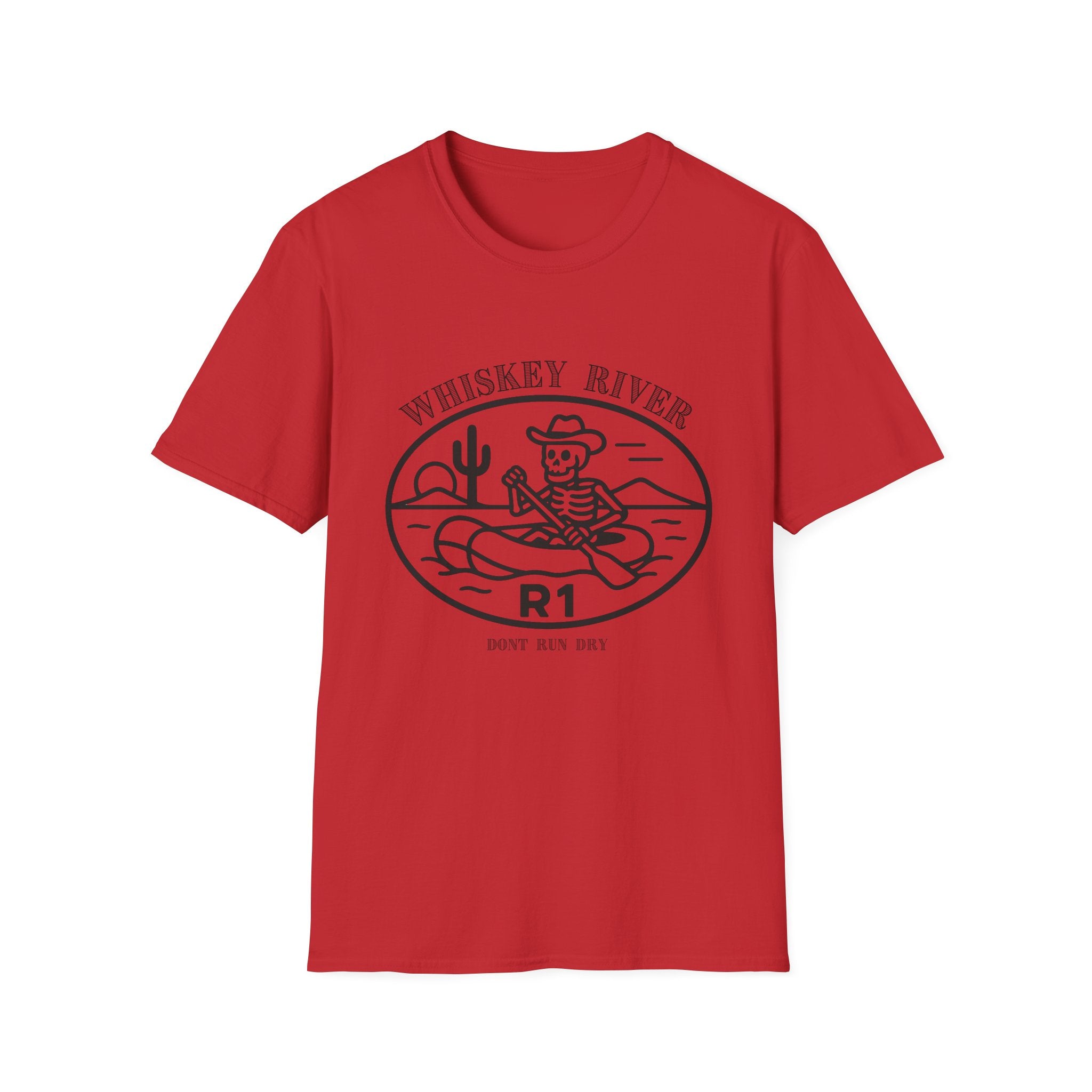 Whiskey River Skeleton Paddling T-Shirt | Western Canoe Graphic