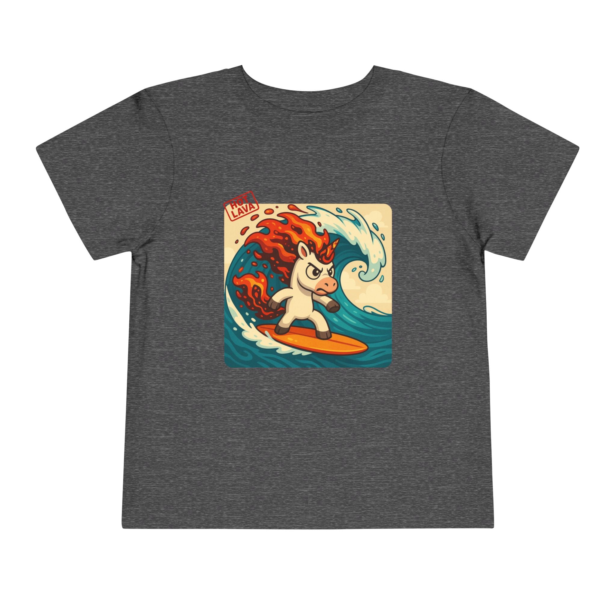 Hot Lava the Unicorn Surfing Toddler Short Sleeve Tee