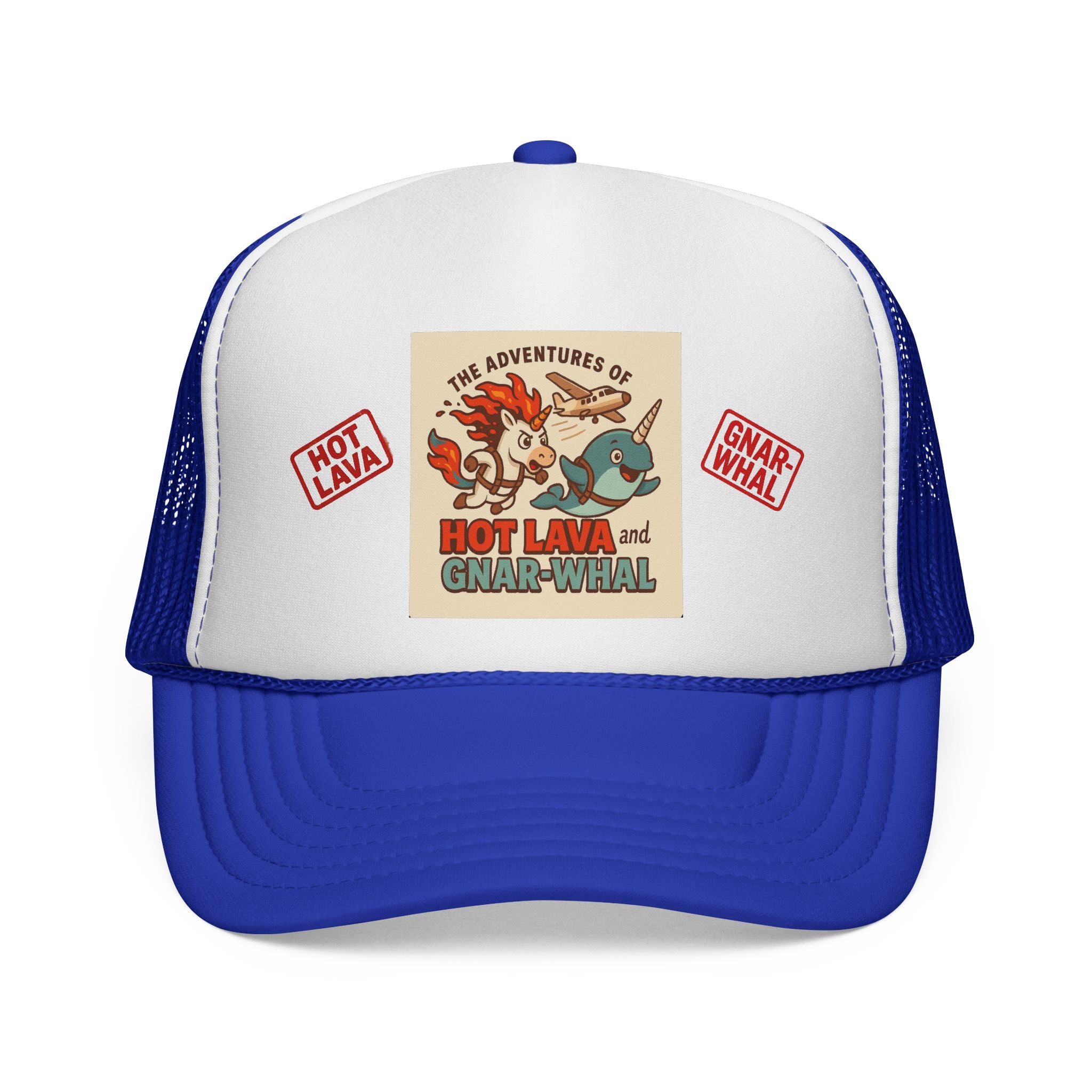 Hot Lava and Gnar-Whal Skydiving Adventure Trucker Cap, Fun Outdoor Hat, Gift for Adventurers