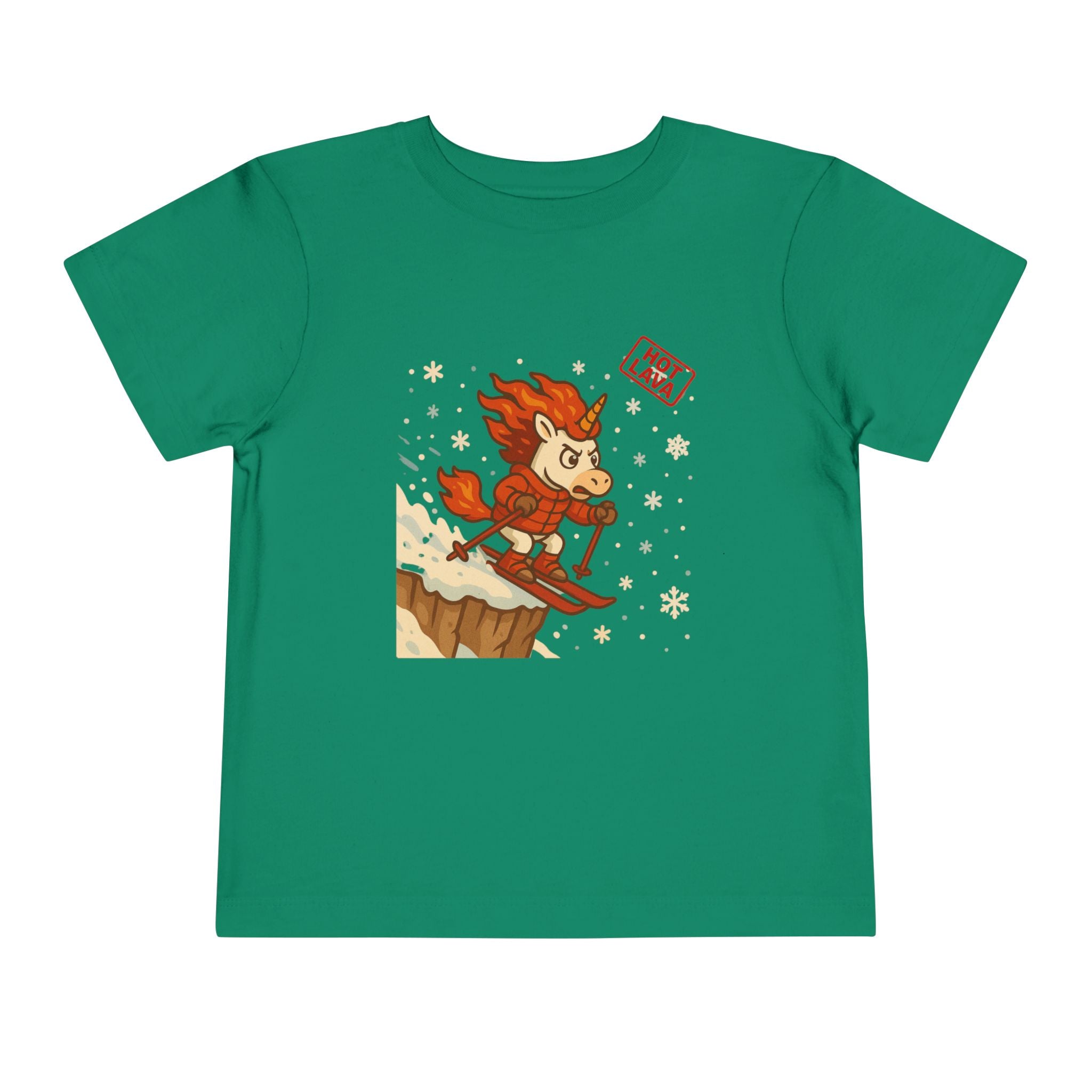 Hot Lava the adventurous Unicorn Skiing Toddler Short Sleeve Tee