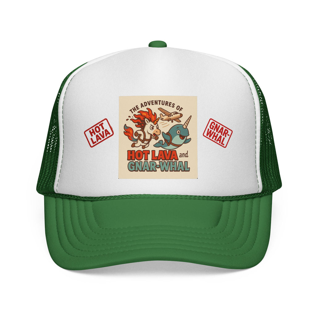 Hot Lava and Gnar-Whal Skydiving Adventure Trucker Cap, Fun Outdoor Hat, Gift for Adventurers
