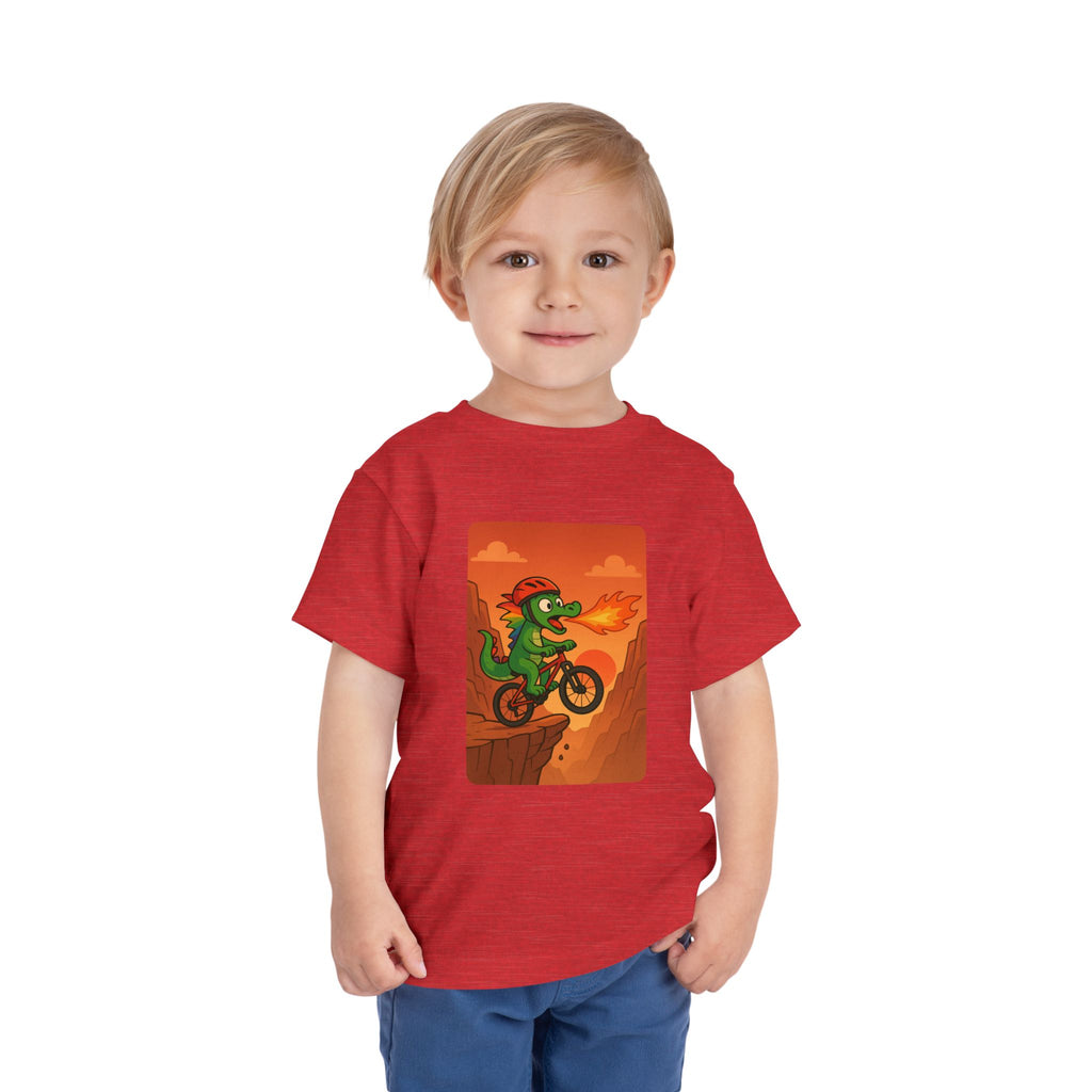 Dragon Mountain Biking  Adventure Toddler Tee: Perfect for Little Explorers, Kids' Gift, Birthday Outfit, Halloween Costume, Playtime Fun