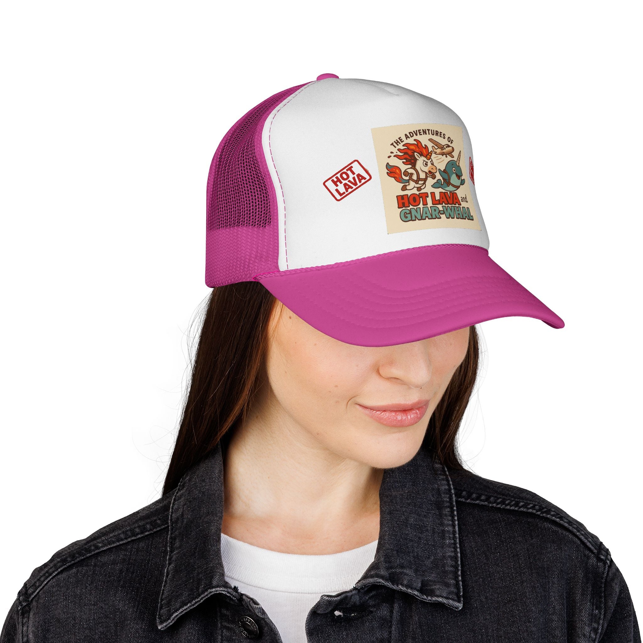 Hot Lava and Gnar-Whal Skydiving Adventure Trucker Cap, Fun Outdoor Hat, Gift for Adventurers