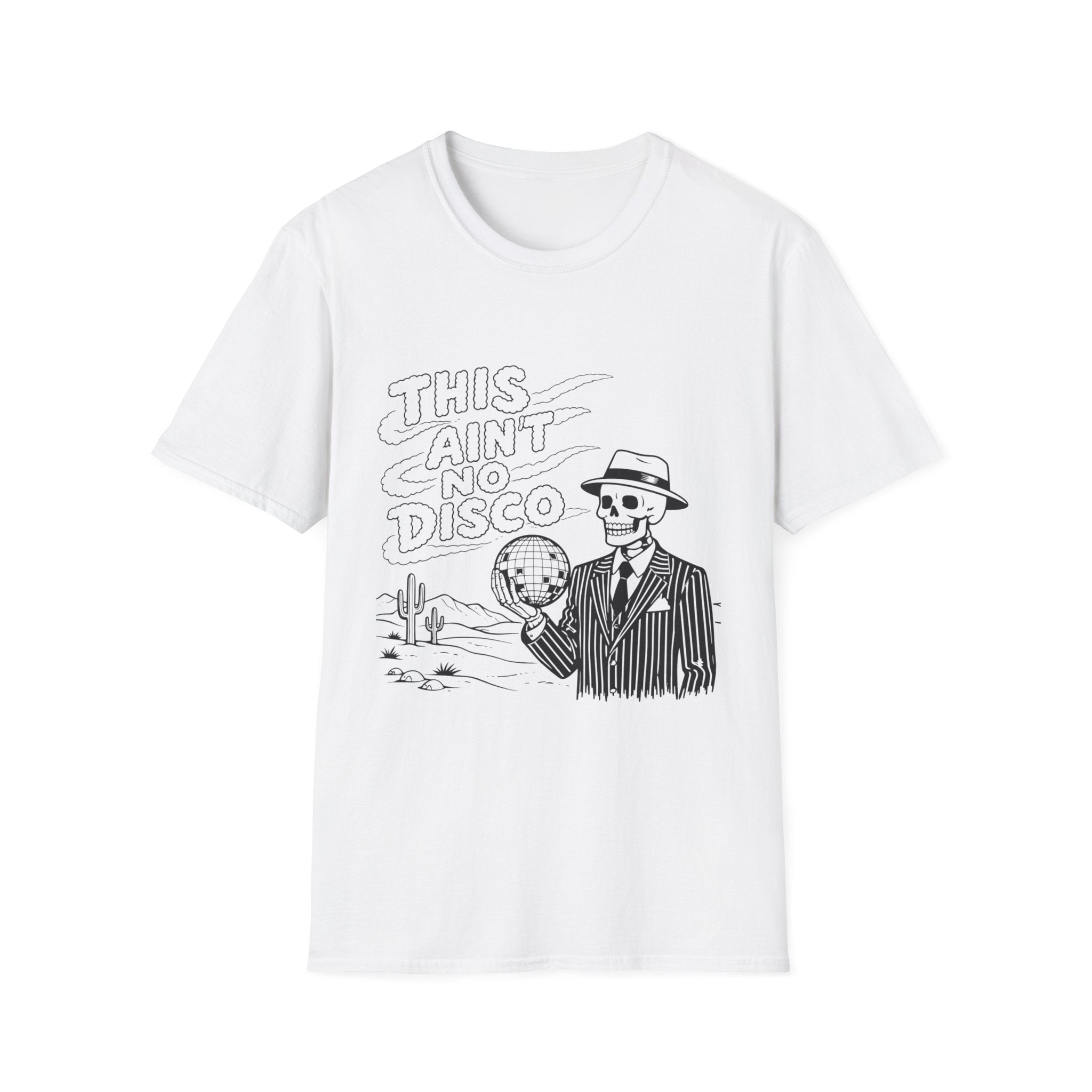 Skeleton Holding Disco Ball T-Shirt | "This Ain't No Disco" Graphic Tee