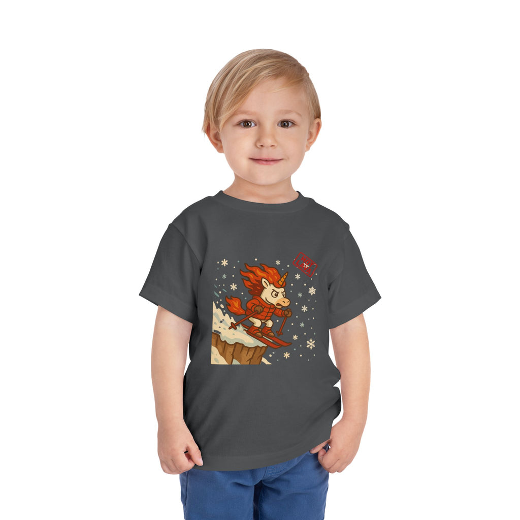 Hot Lava the adventurous Unicorn Skiing Toddler Short Sleeve Tee