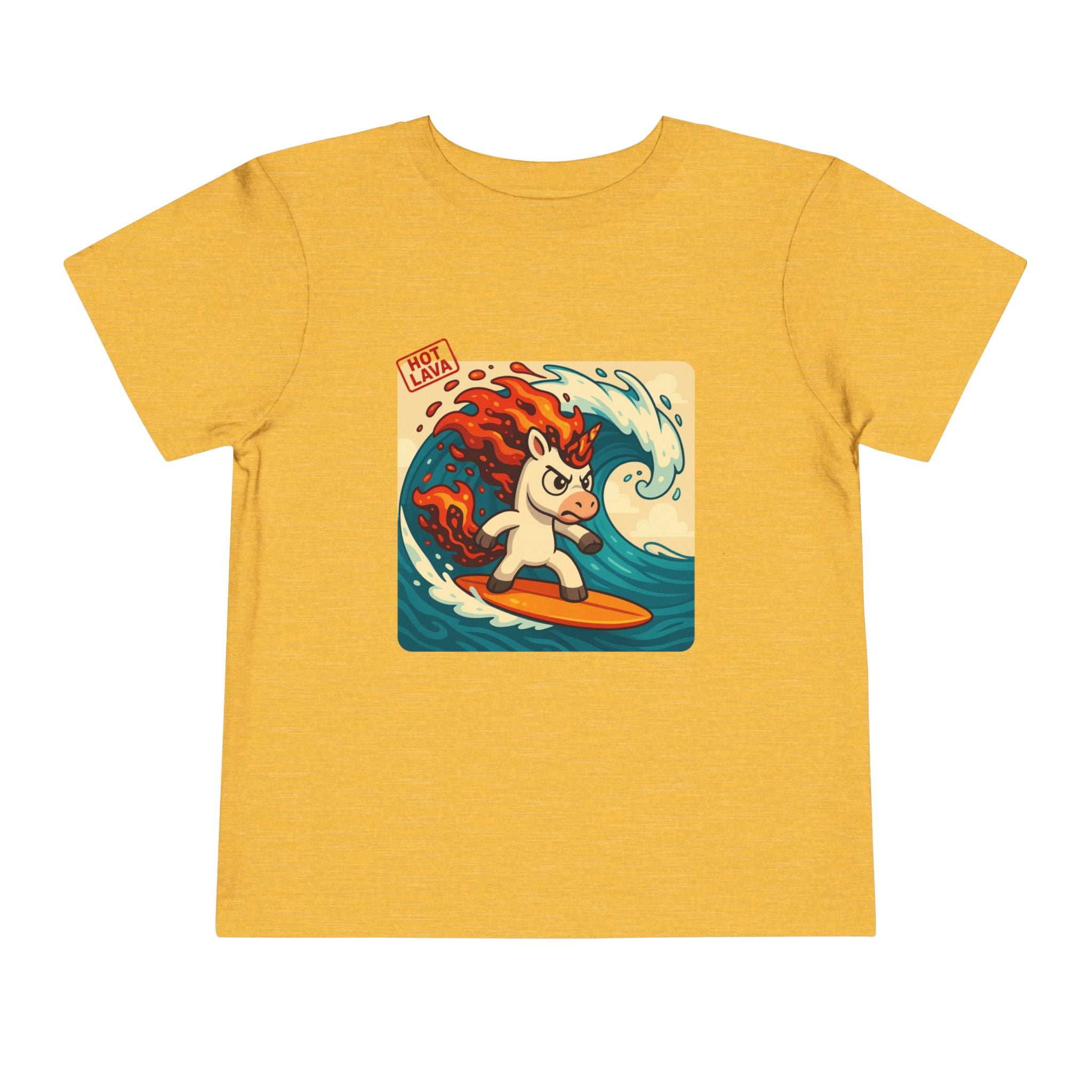 Hot Lava the Unicorn Surfing Toddler Short Sleeve Tee