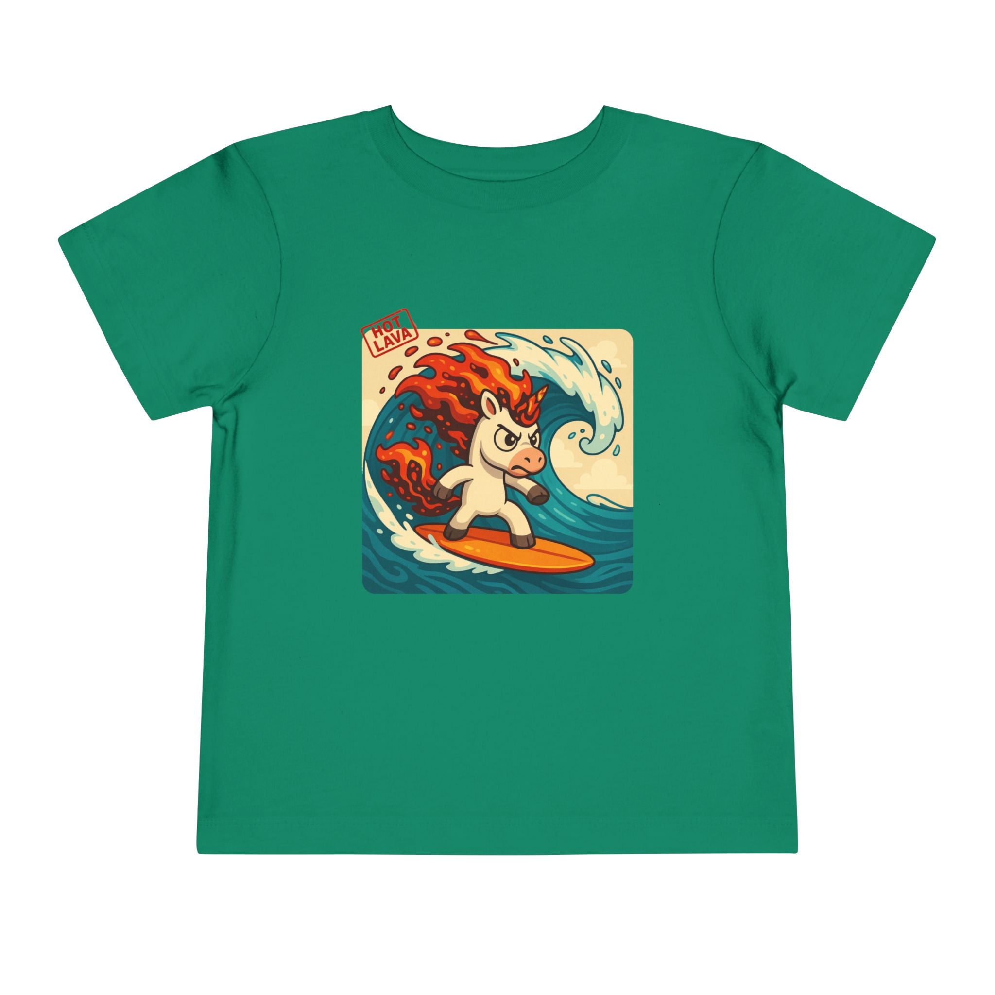 Hot Lava the Unicorn Surfing Toddler Short Sleeve Tee