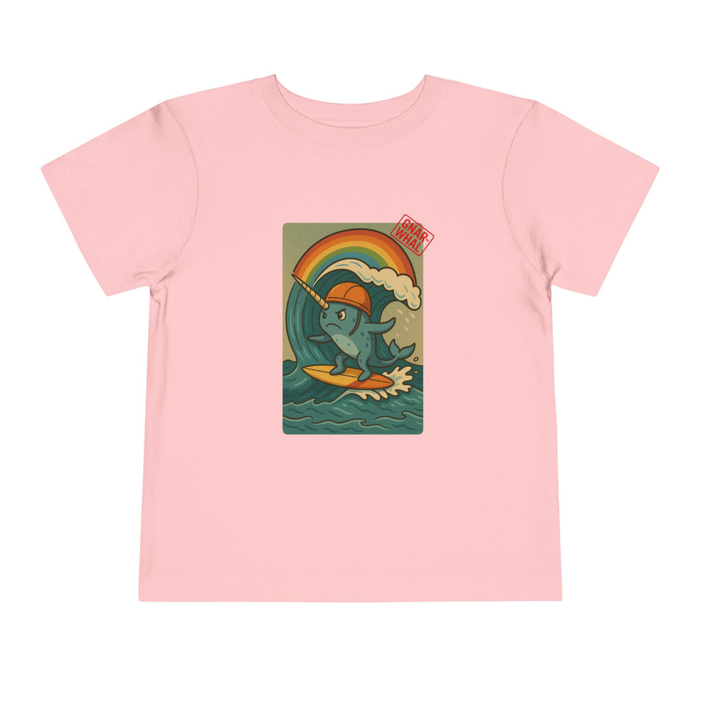 Gnar-Whal Surfing Toddler Short Sleeve Tee
