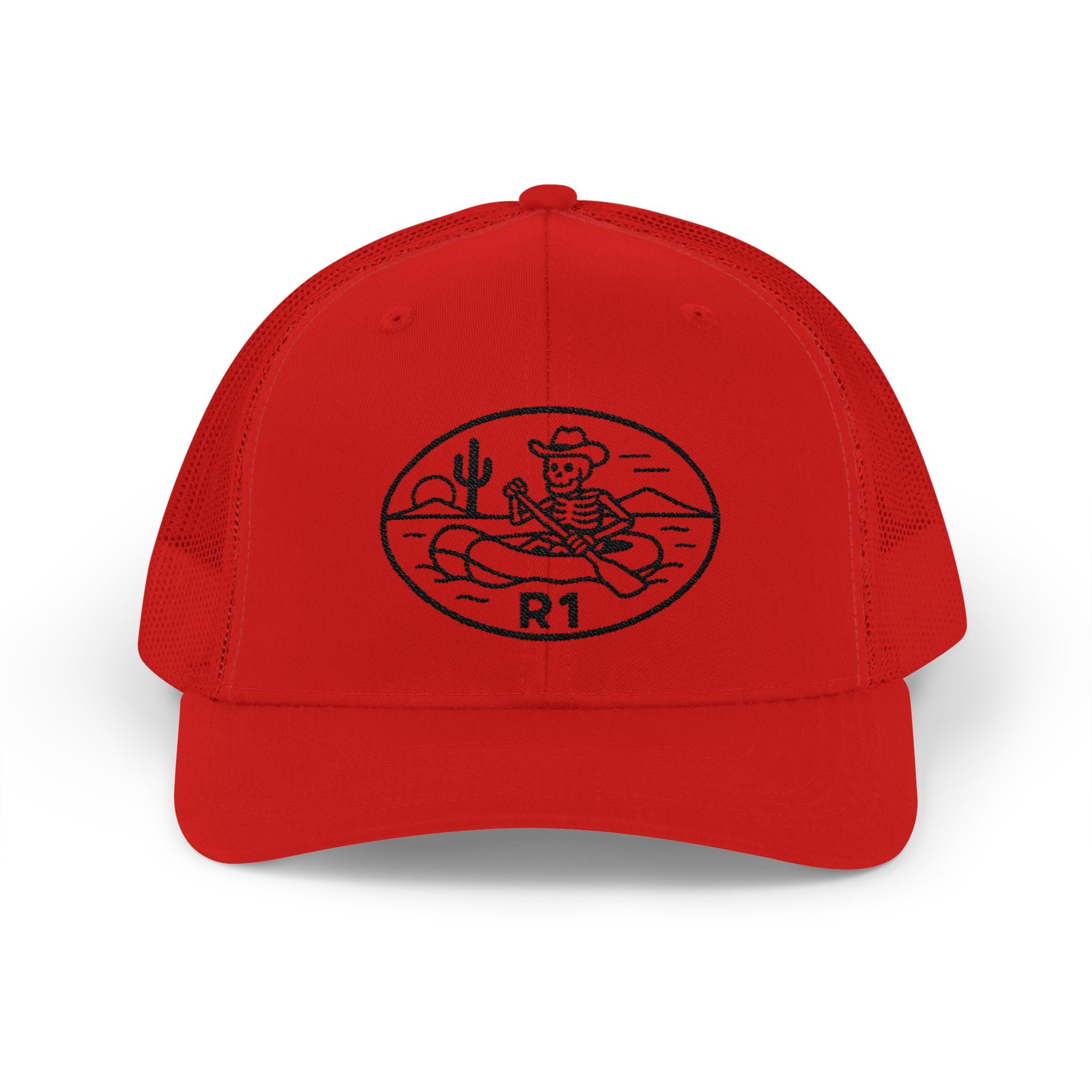 R1 Rafting Cowboy Desert Sketch Snapback, Trucker Cap | Embroidered R1 Logo