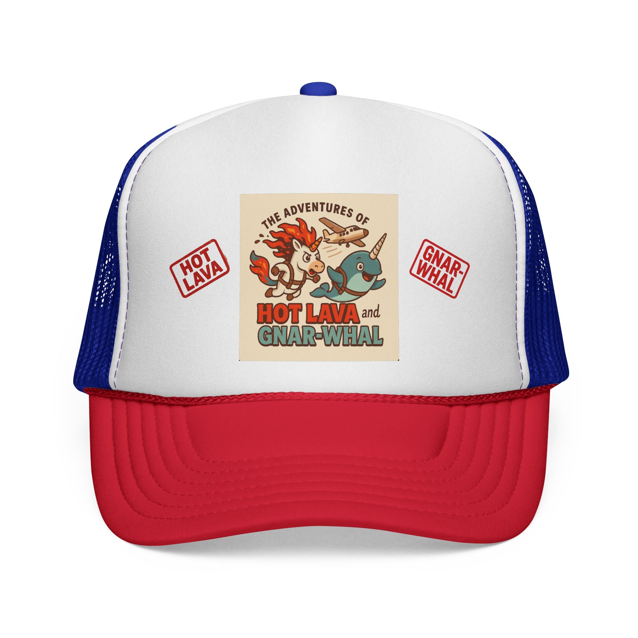 Hot Lava and Gnar-Whal Skydiving Adventure Trucker Cap, Fun Outdoor Hat, Gift for Adventurers