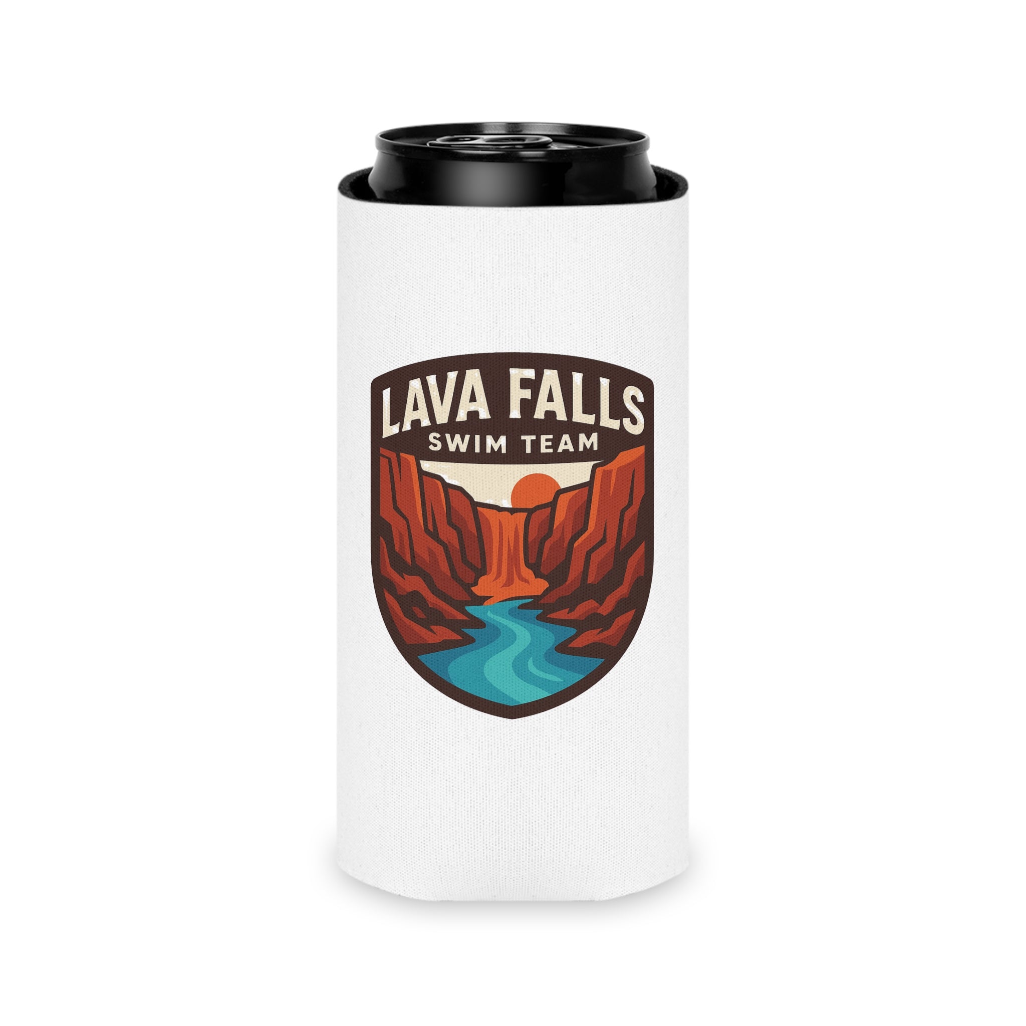 Lava Falls Swim Team Can Cooler, Retro Beverage Holder, Summer Party Accessory, Poolside Fun Gift, Adventure Drink Sleeve