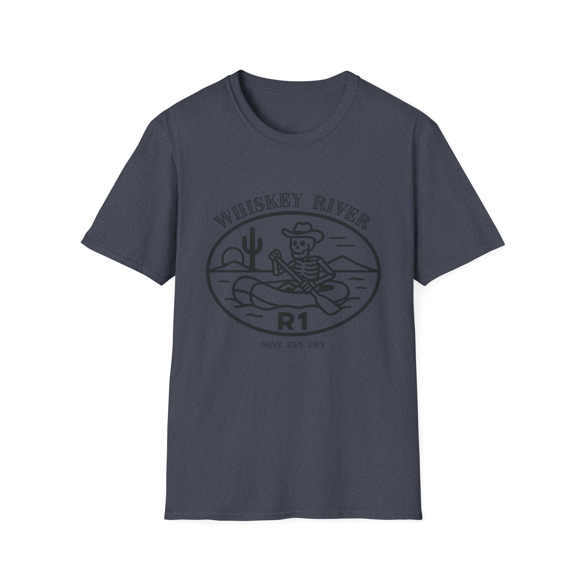 Whiskey River Skeleton Paddling T-Shirt | Western Canoe Graphic