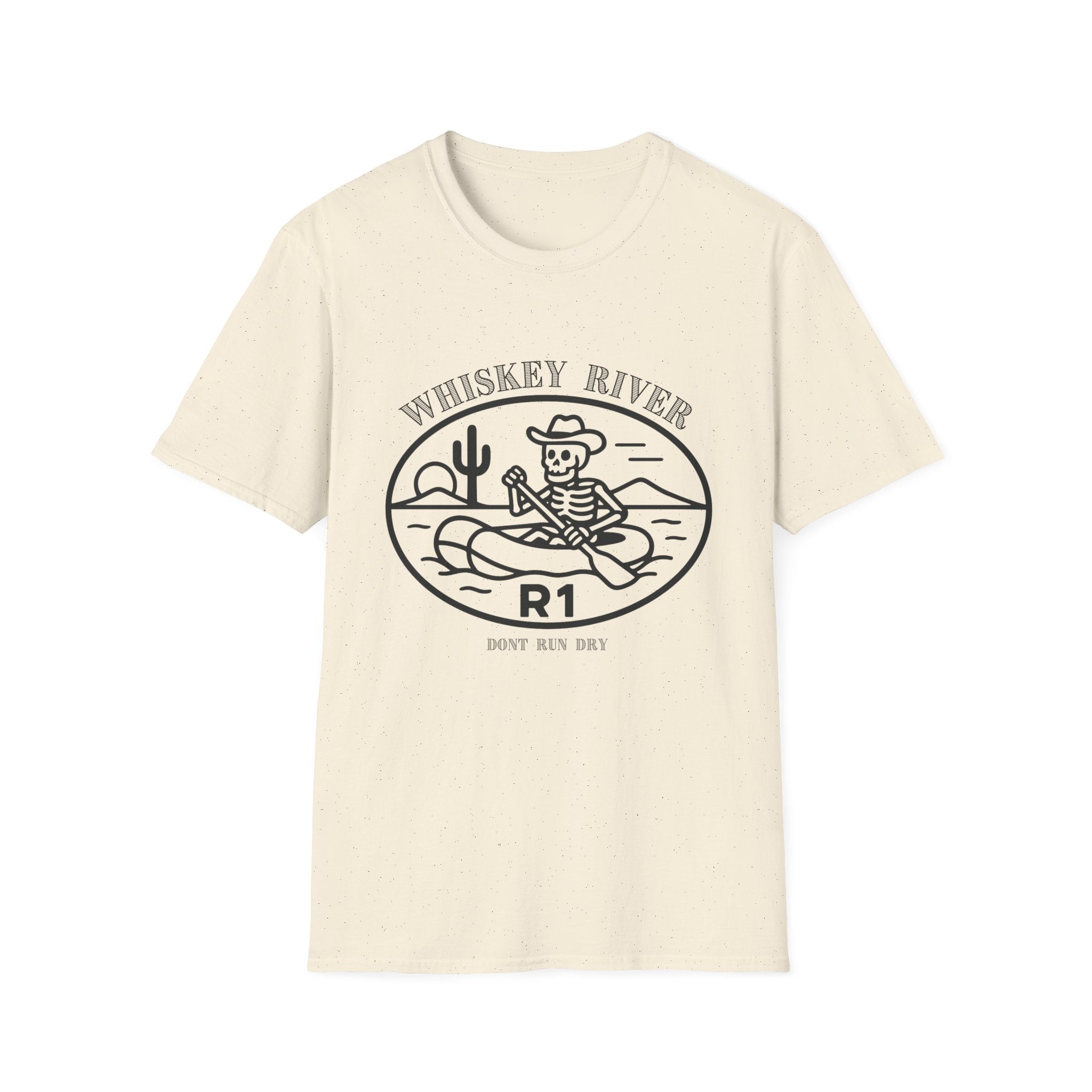 Whiskey River Skeleton Paddling T-Shirt | Western Canoe Graphic