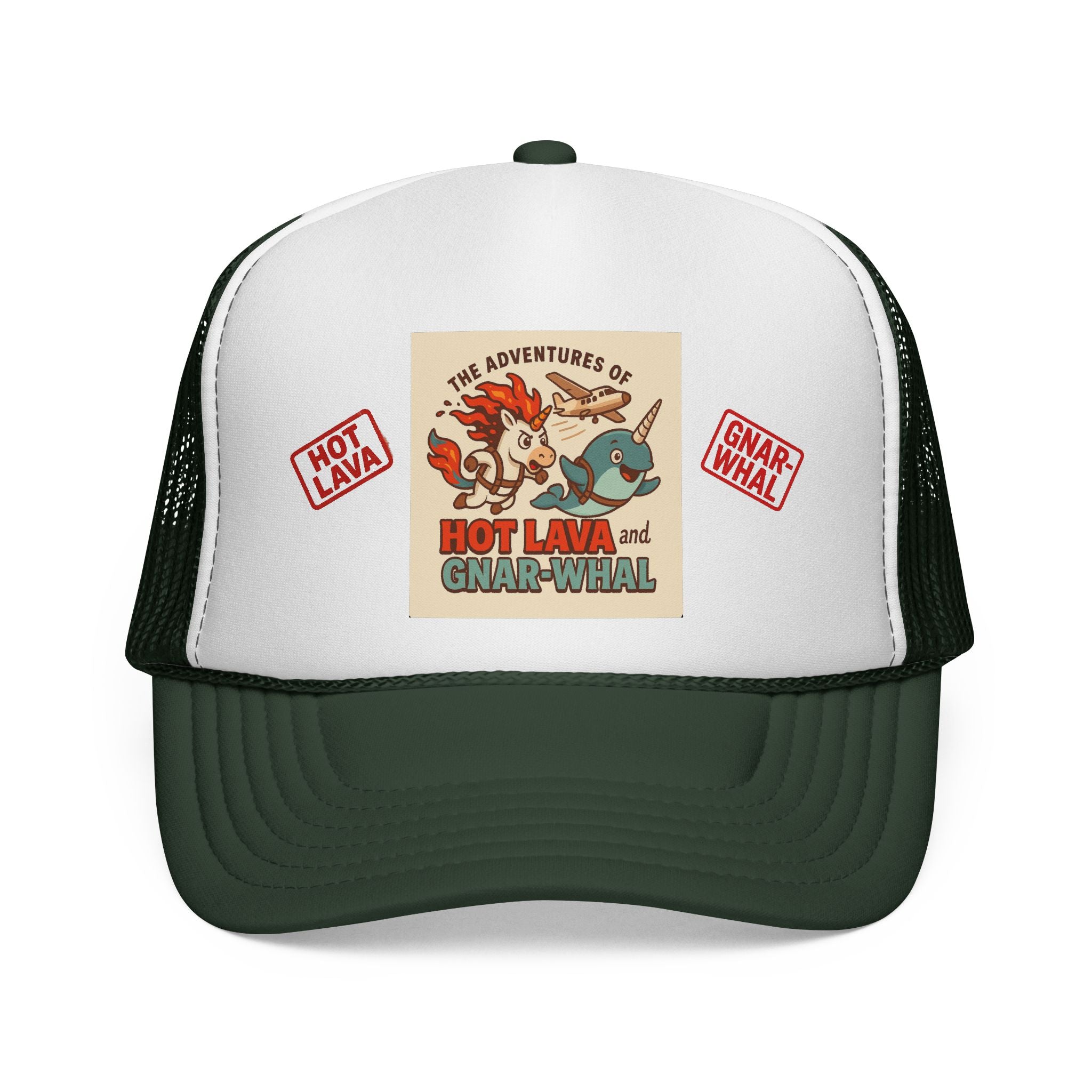 Hot Lava and Gnar-Whal Skydiving Adventure Trucker Cap, Fun Outdoor Hat, Gift for Adventurers