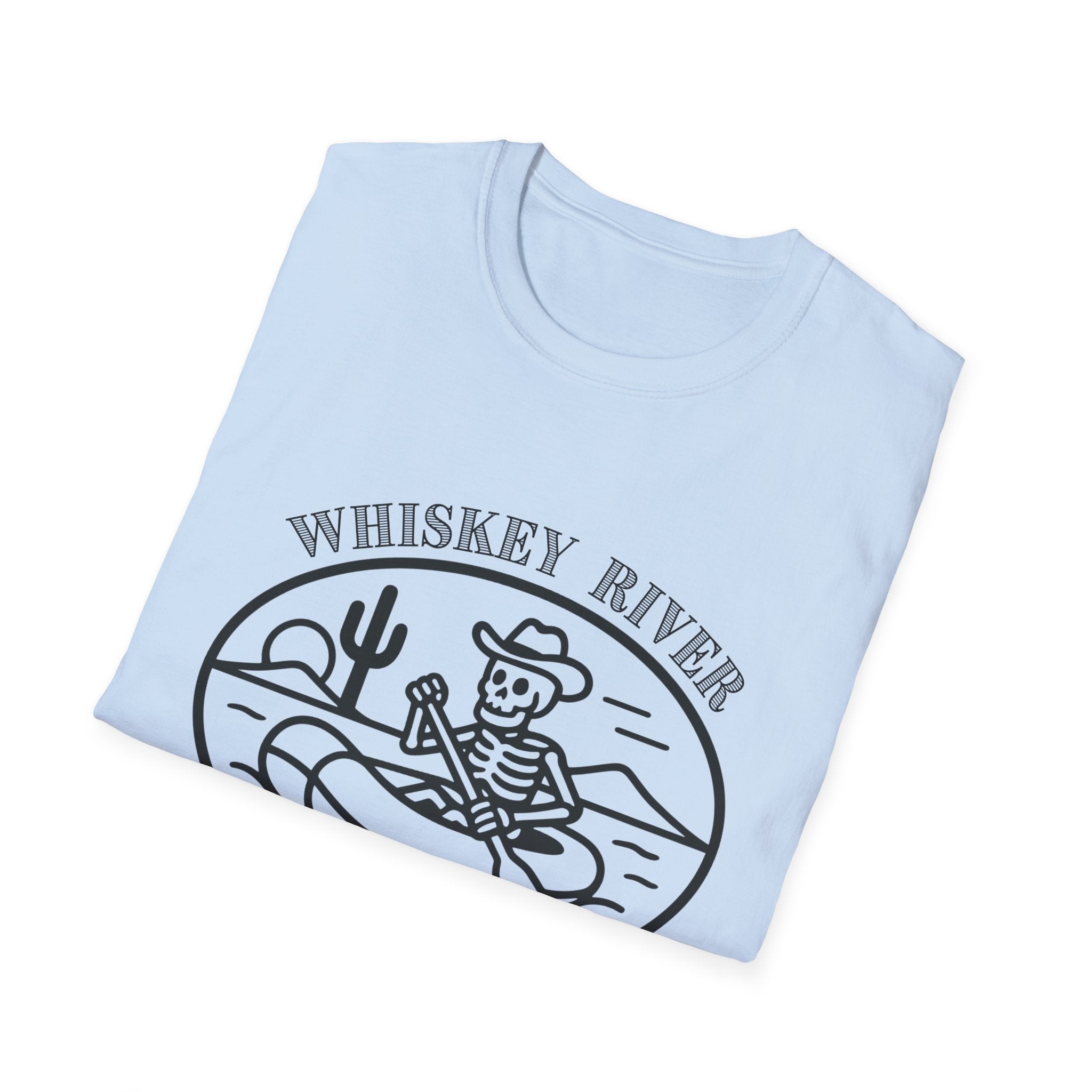 Whiskey River Skeleton Paddling T-Shirt | Western Canoe Graphic