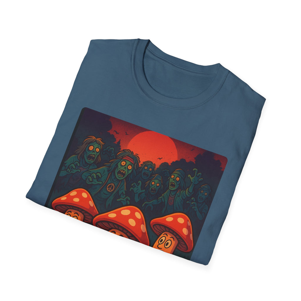 Shrooms Chased by Hippie Zombies!  Unisex Softstyle T-Shirt