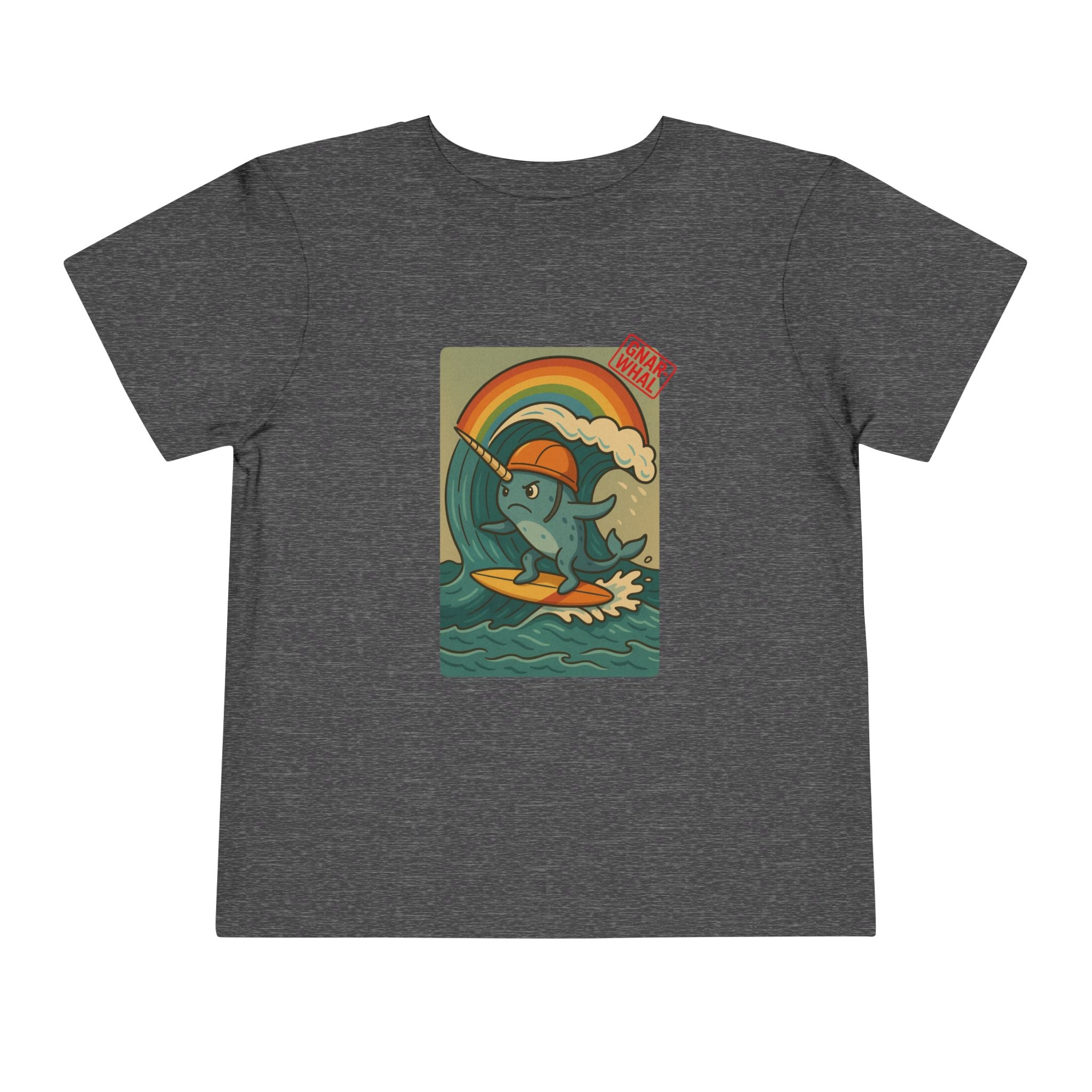 Gnar-Whal Surfing Toddler Short Sleeve Tee