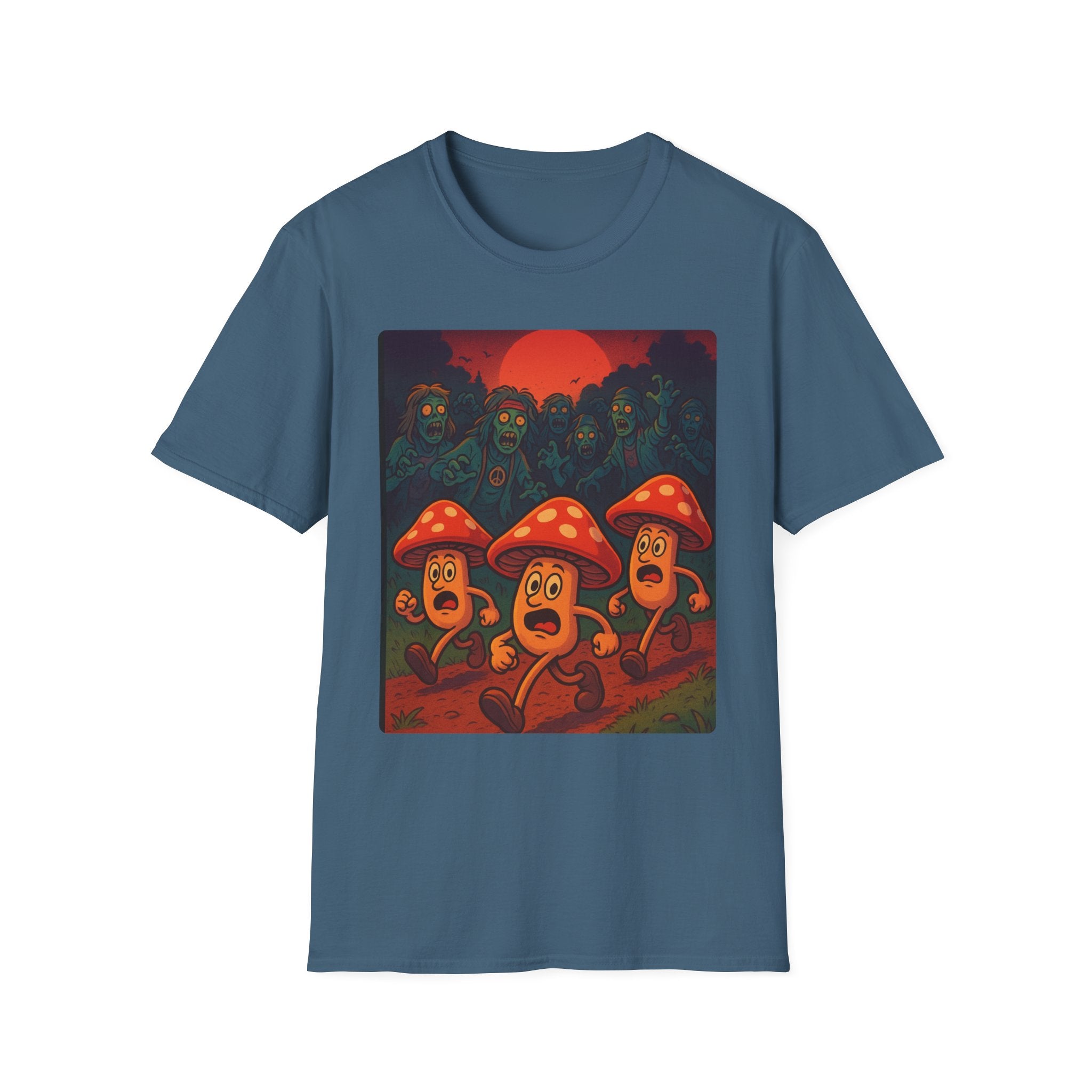 Shrooms Chased by Hippie Zombies!  Unisex Softstyle T-Shirt