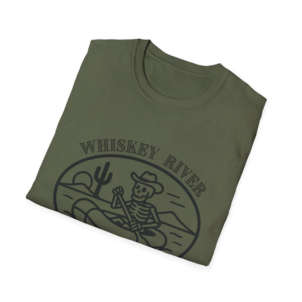 Whiskey River Skeleton Paddling T-Shirt | Western Canoe Graphic