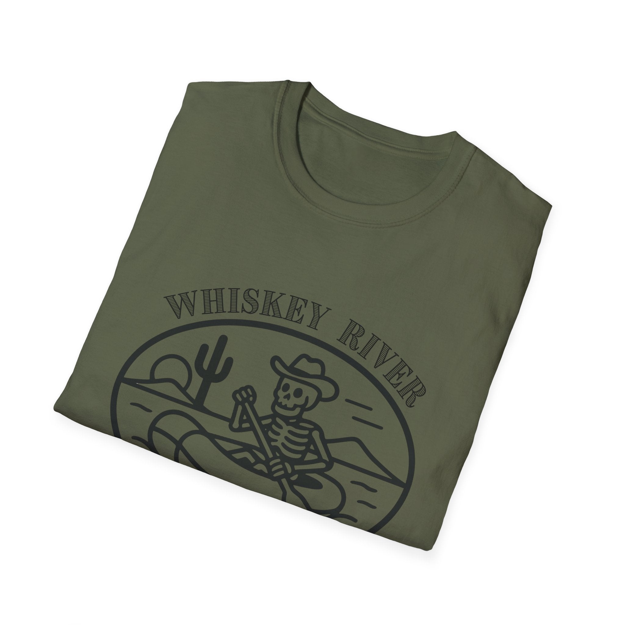 Whiskey River Skeleton Paddling T-Shirt | Western Canoe Graphic