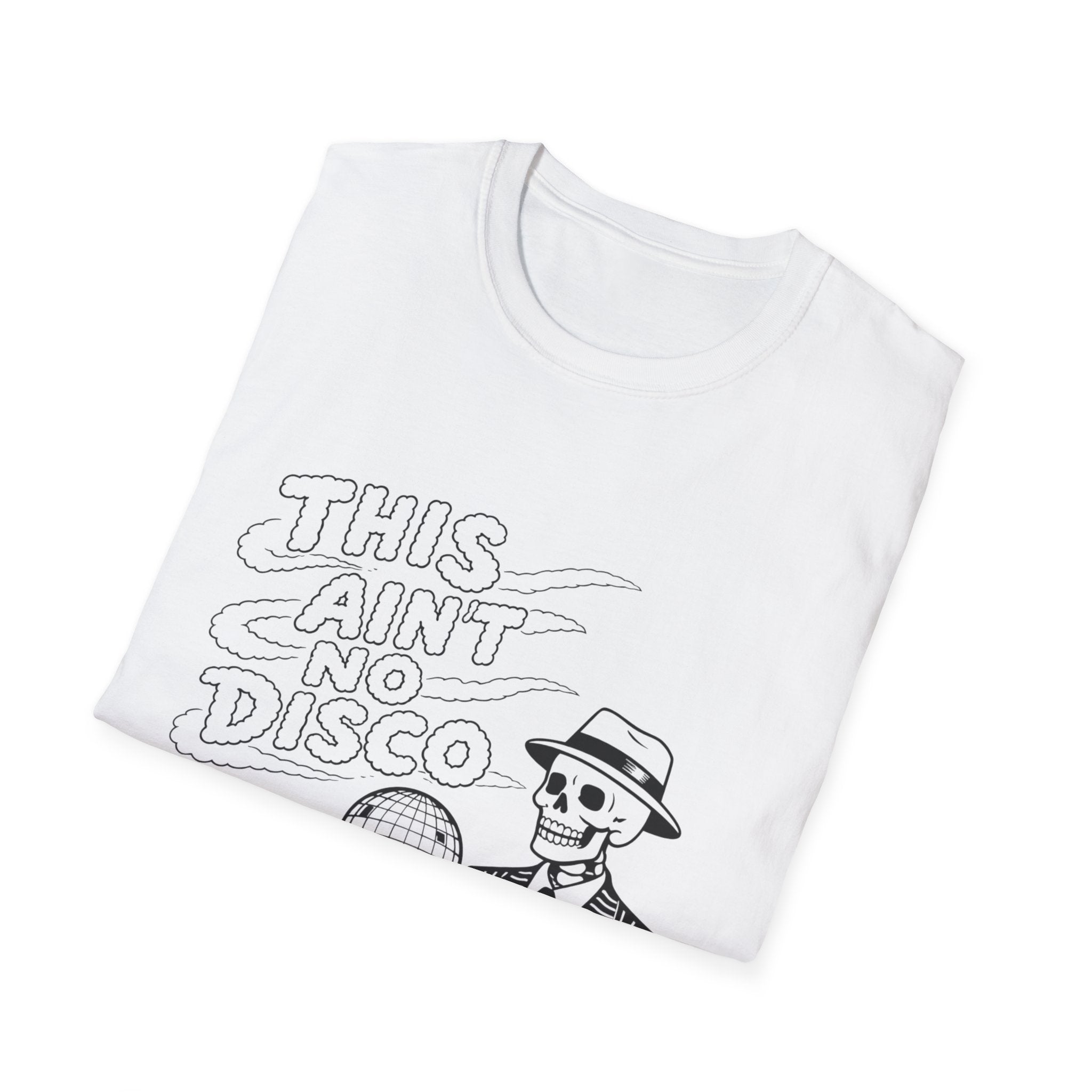 Skeleton Holding Disco Ball T-Shirt | "This Ain't No Disco" Graphic Tee