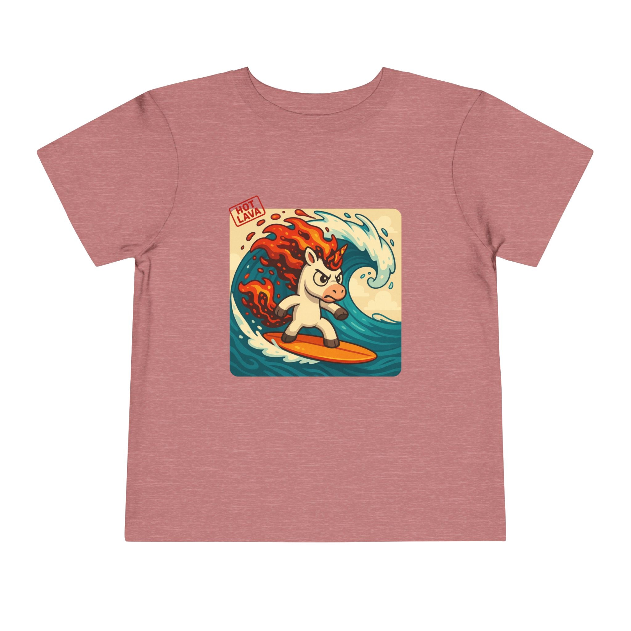 Hot Lava the Unicorn Surfing Toddler Short Sleeve Tee