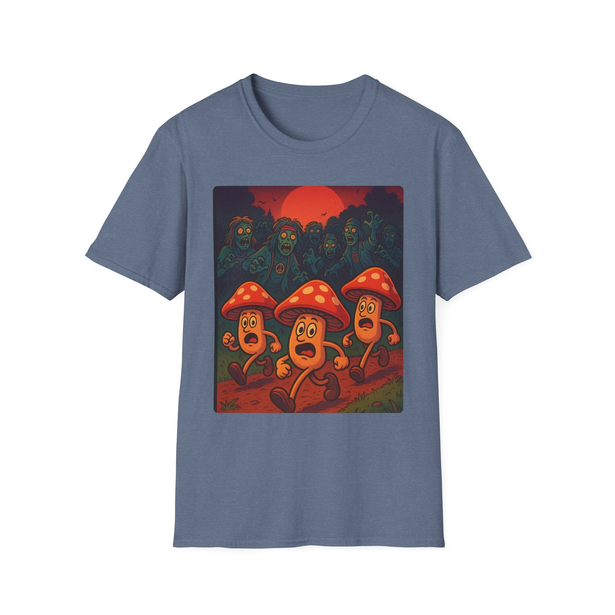 Shrooms Chased by Hippie Zombies!  Unisex Softstyle T-Shirt