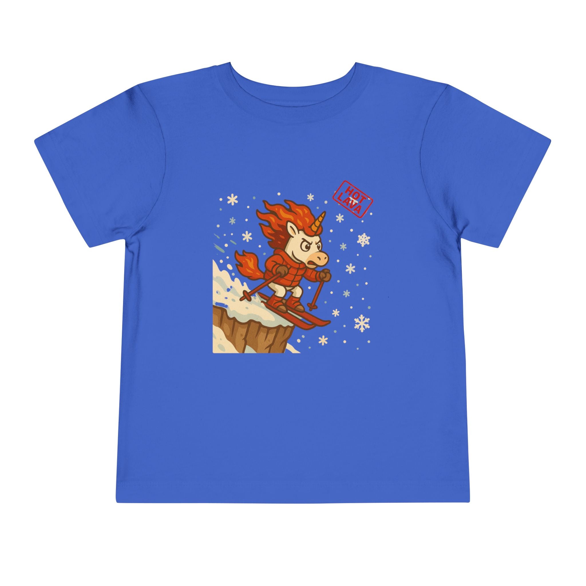 Hot Lava the adventurous Unicorn Skiing Toddler Short Sleeve Tee