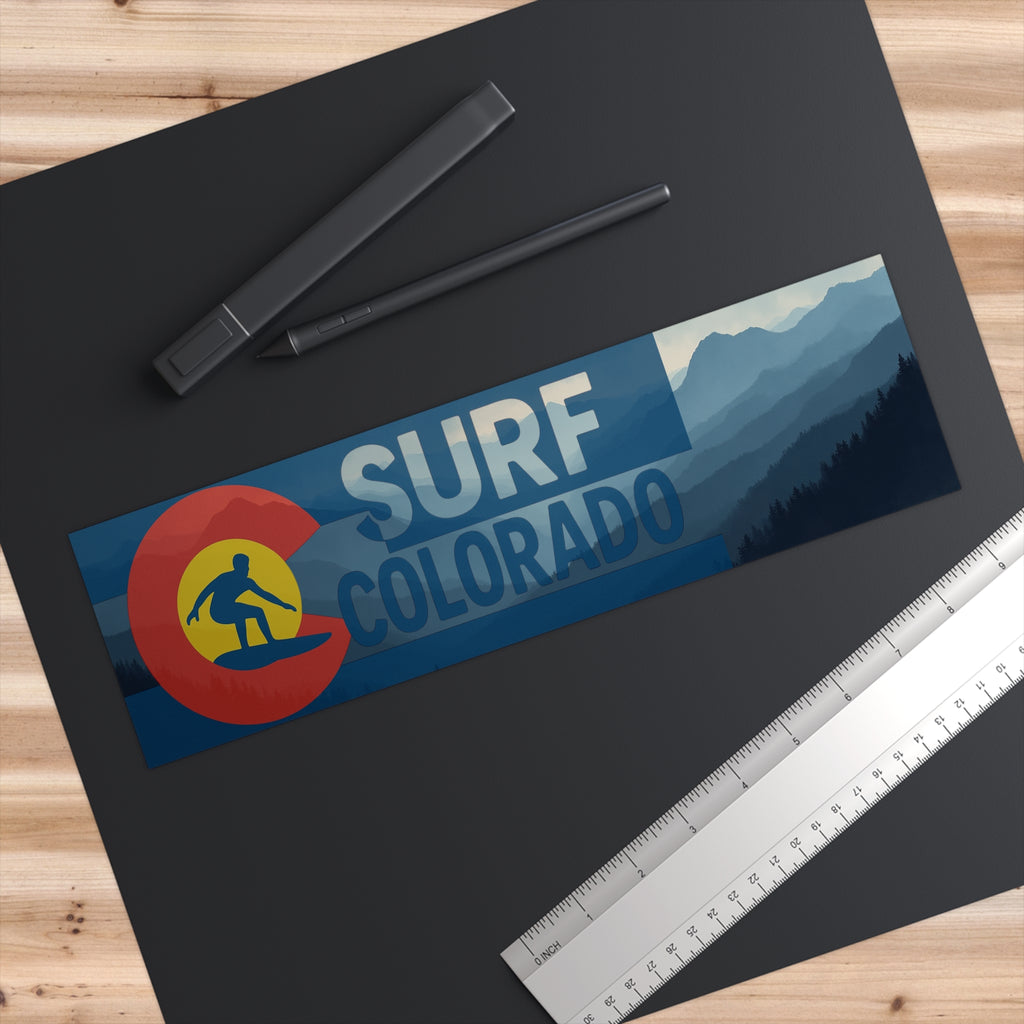 Surf Colorado Bumper Sticker | Mountain Waves Graphic