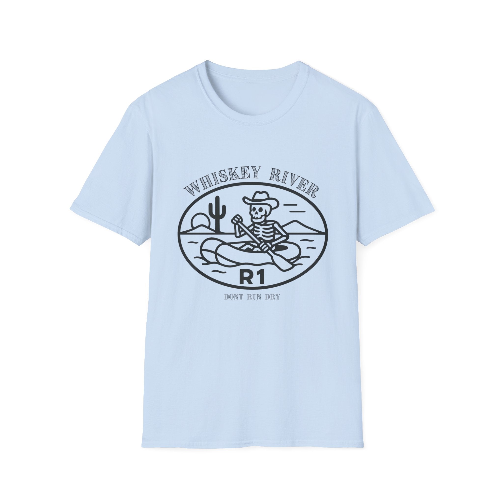 Whiskey River Skeleton Paddling T-Shirt | Western Canoe Graphic