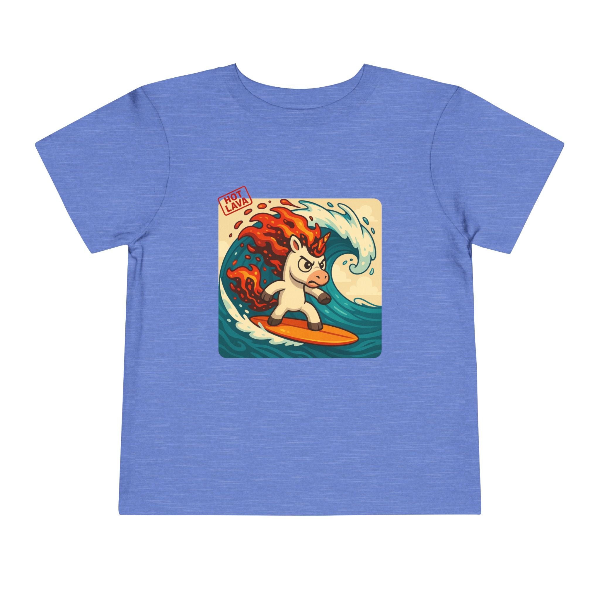 Hot Lava the Unicorn Surfing Toddler Short Sleeve Tee