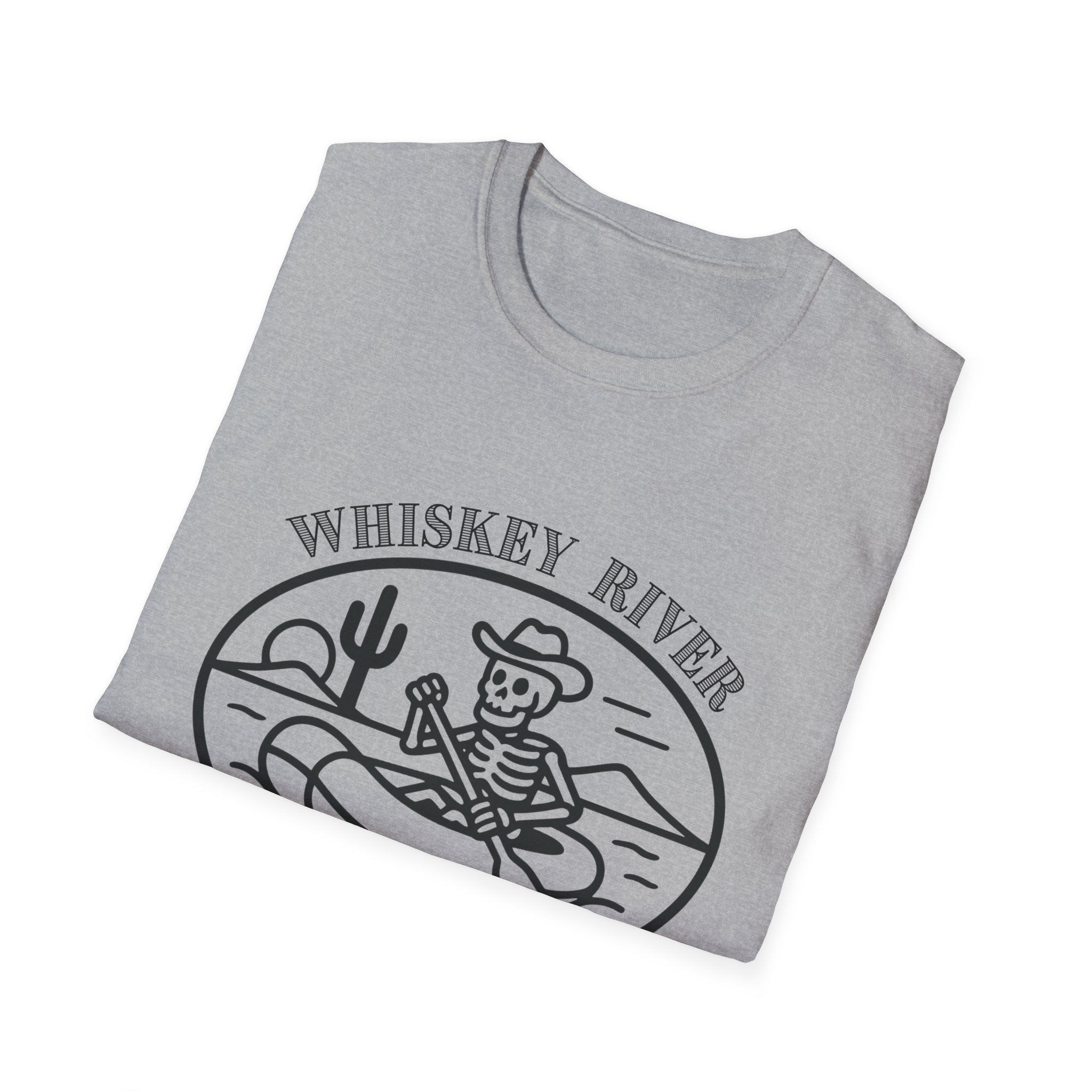 Whiskey River Skeleton Paddling T-Shirt | Western Canoe Graphic
