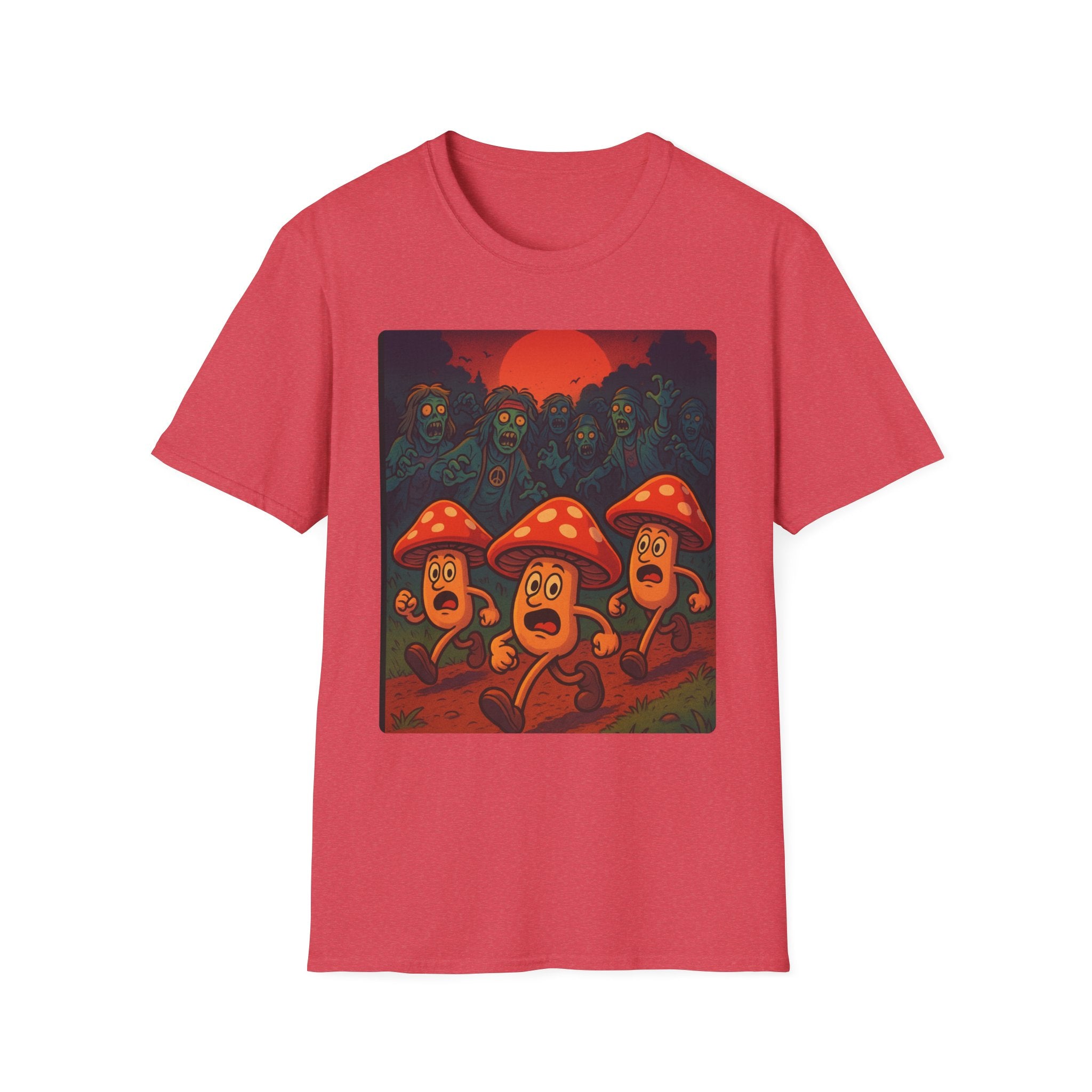 Shrooms Chased by Hippie Zombies!  Unisex Softstyle T-Shirt