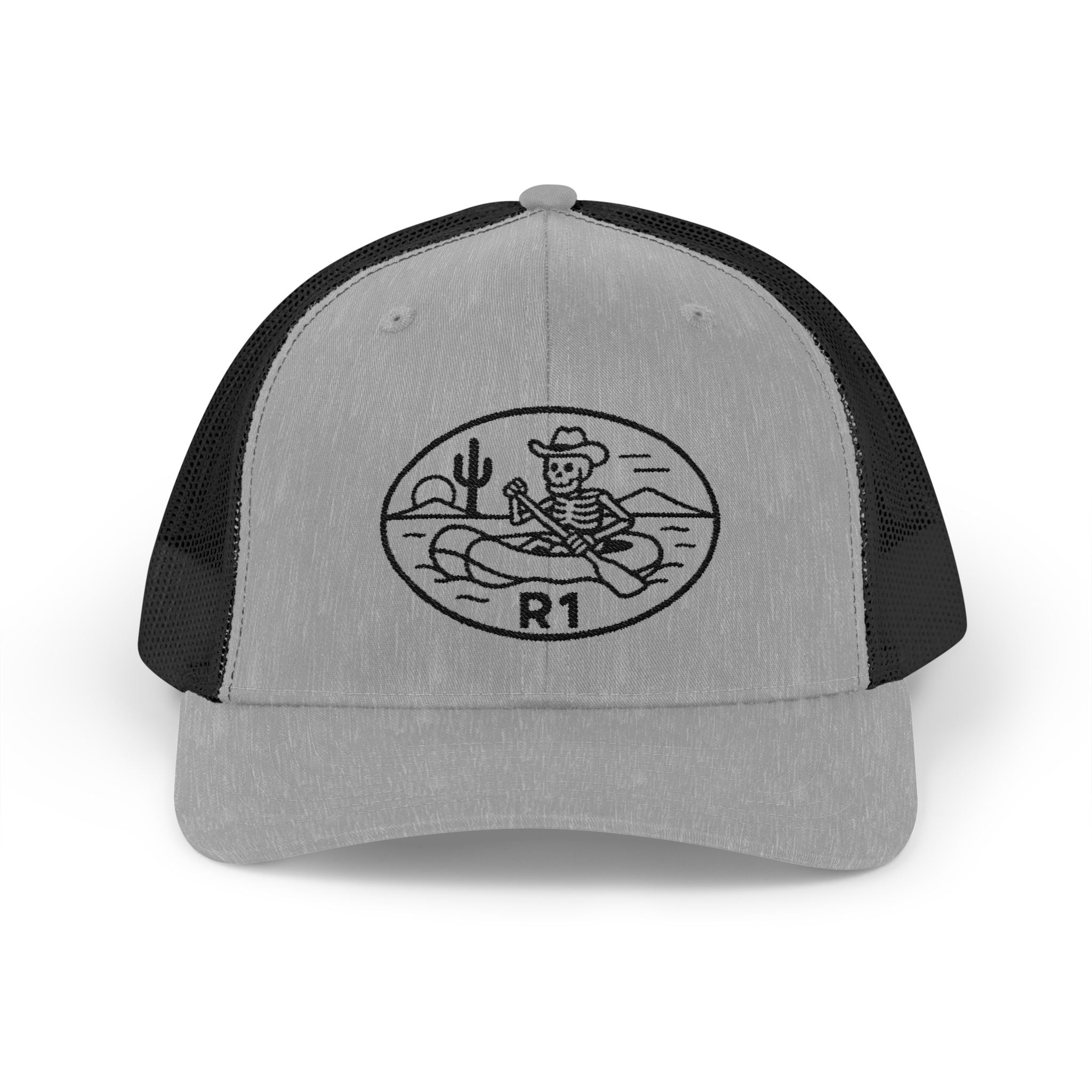 R1 Rafting Cowboy Desert Sketch Snapback, Trucker Cap | Embroidered R1 Logo