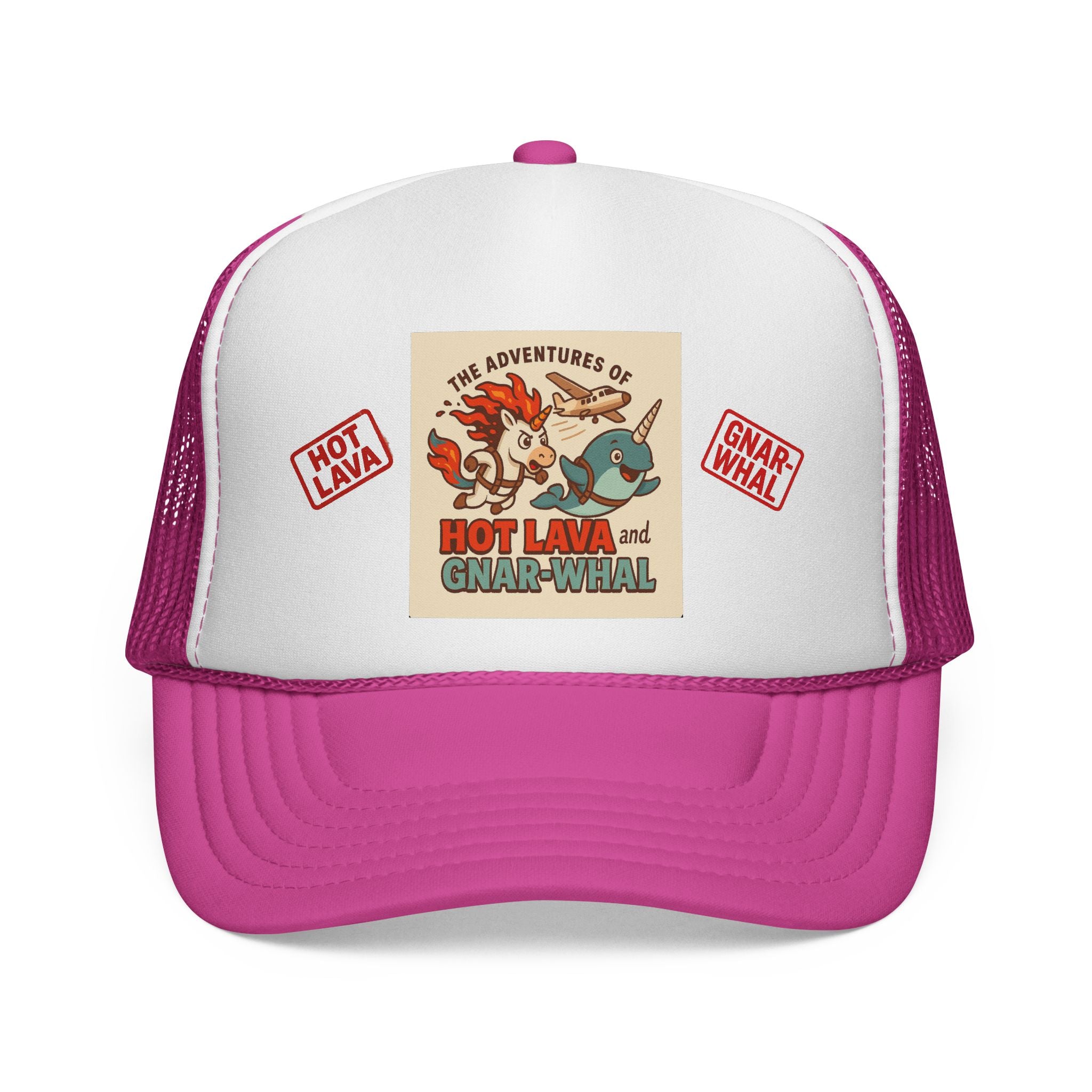 Hot Lava and Gnar-Whal Skydiving Adventure Trucker Cap, Fun Outdoor Hat, Gift for Adventurers