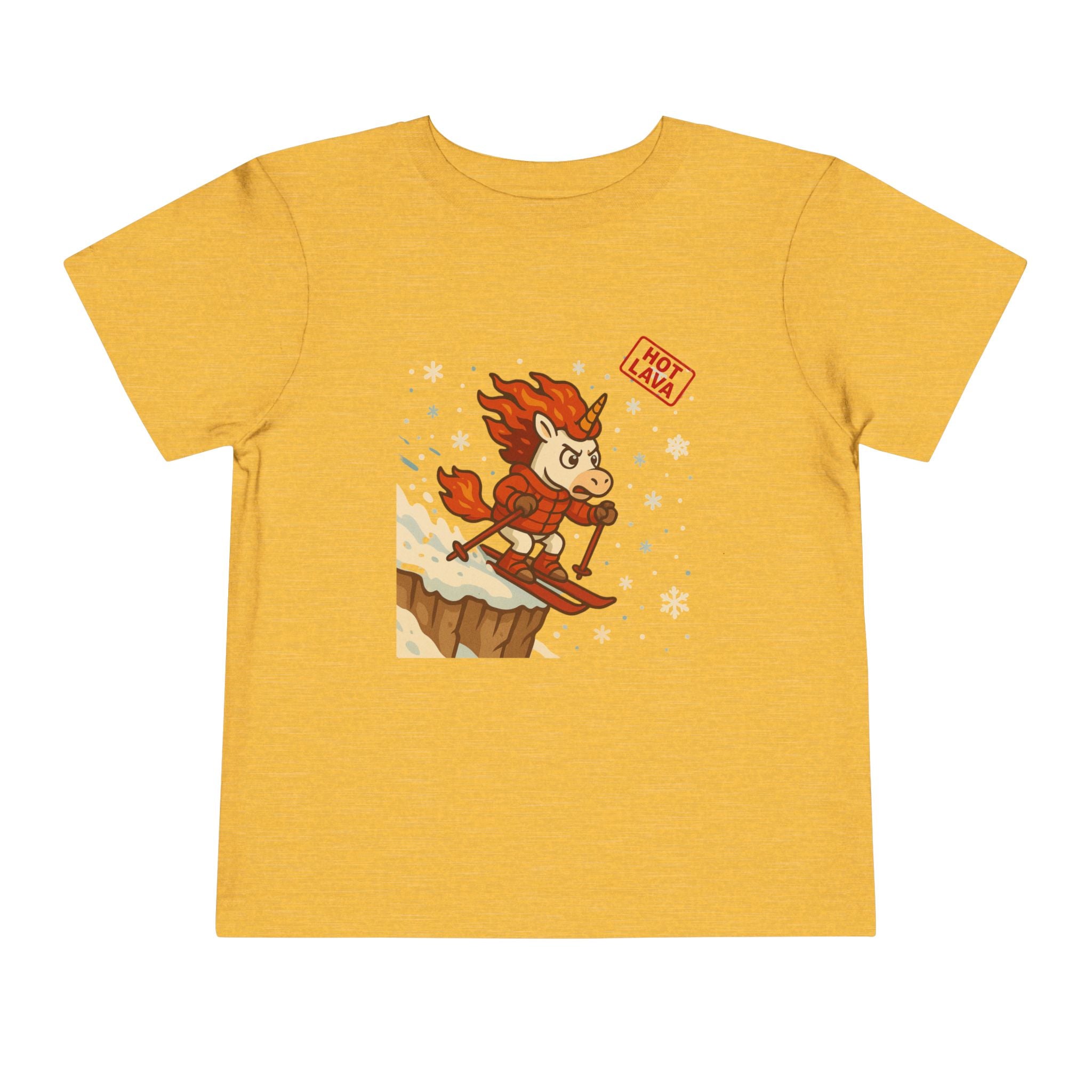Hot Lava the adventurous Unicorn Skiing Toddler Short Sleeve Tee