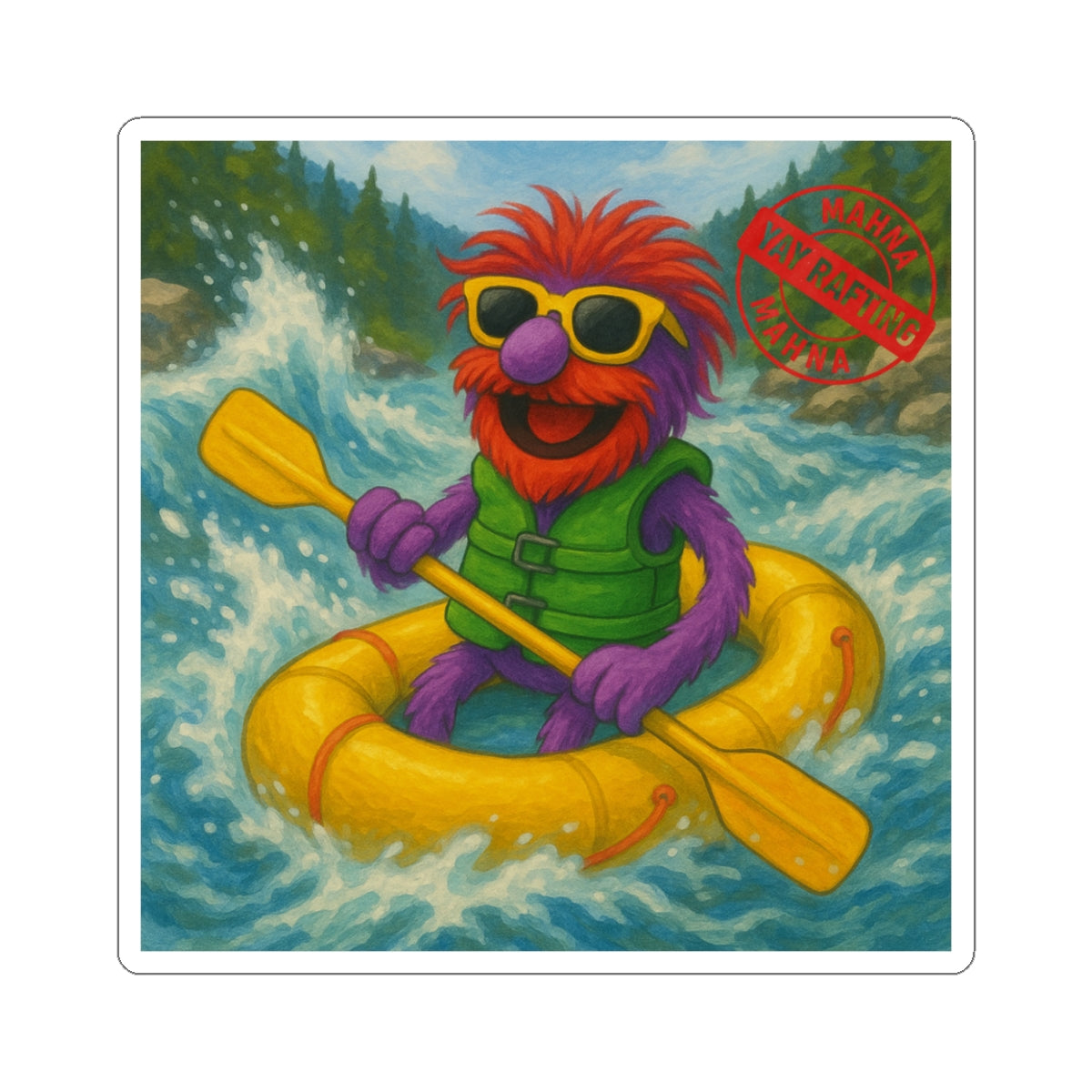 Muppets Mahna mahna Rafting Kiss-Cut Stickers, fun rafting and muppets combo sticker, Gift for Adventurers