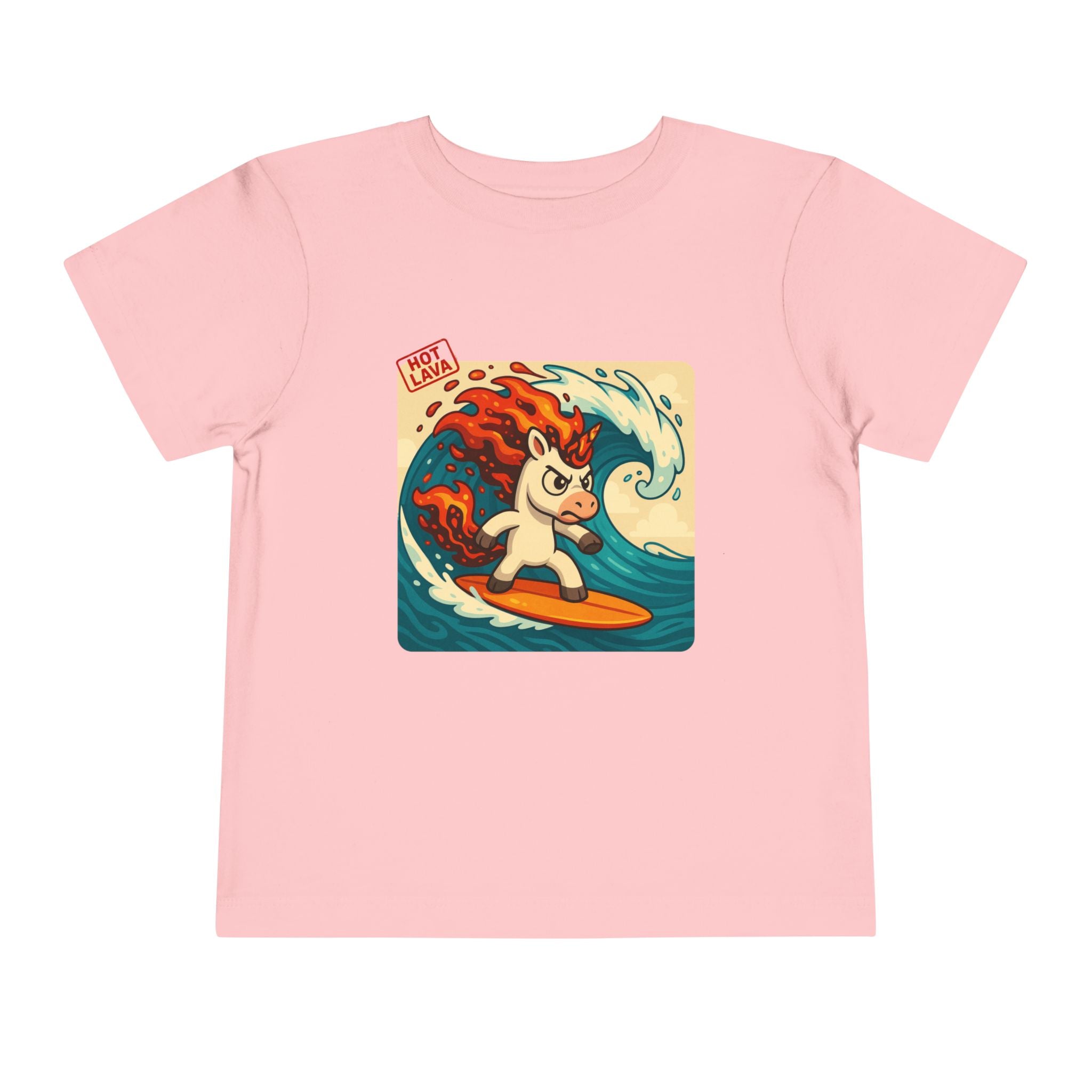 Hot Lava the Unicorn Surfing Toddler Short Sleeve Tee