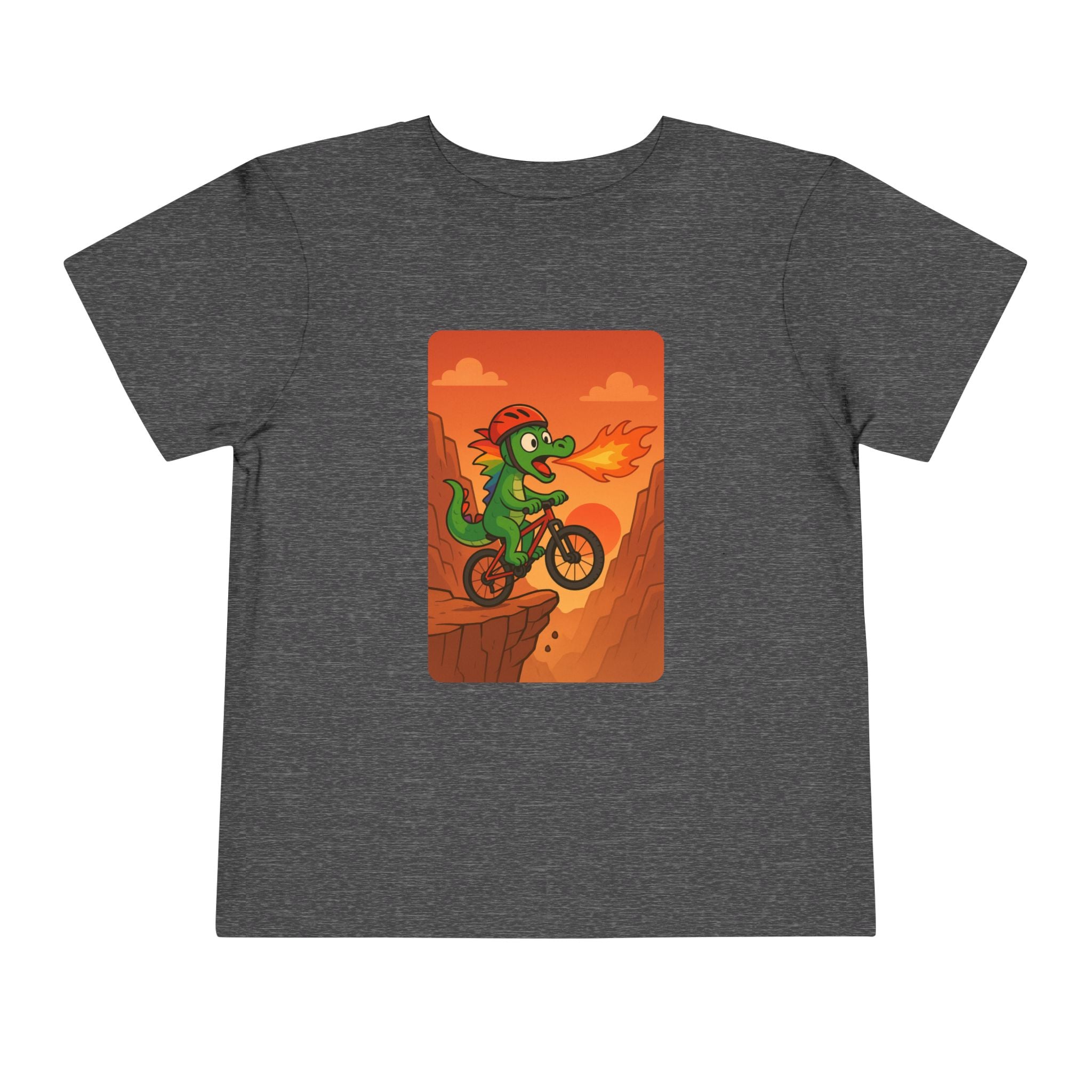 Dragon Mountain Biking  Adventure Toddler Tee: Perfect for Little Explorers, Kids' Gift, Birthday Outfit, Halloween Costume, Playtime Fun