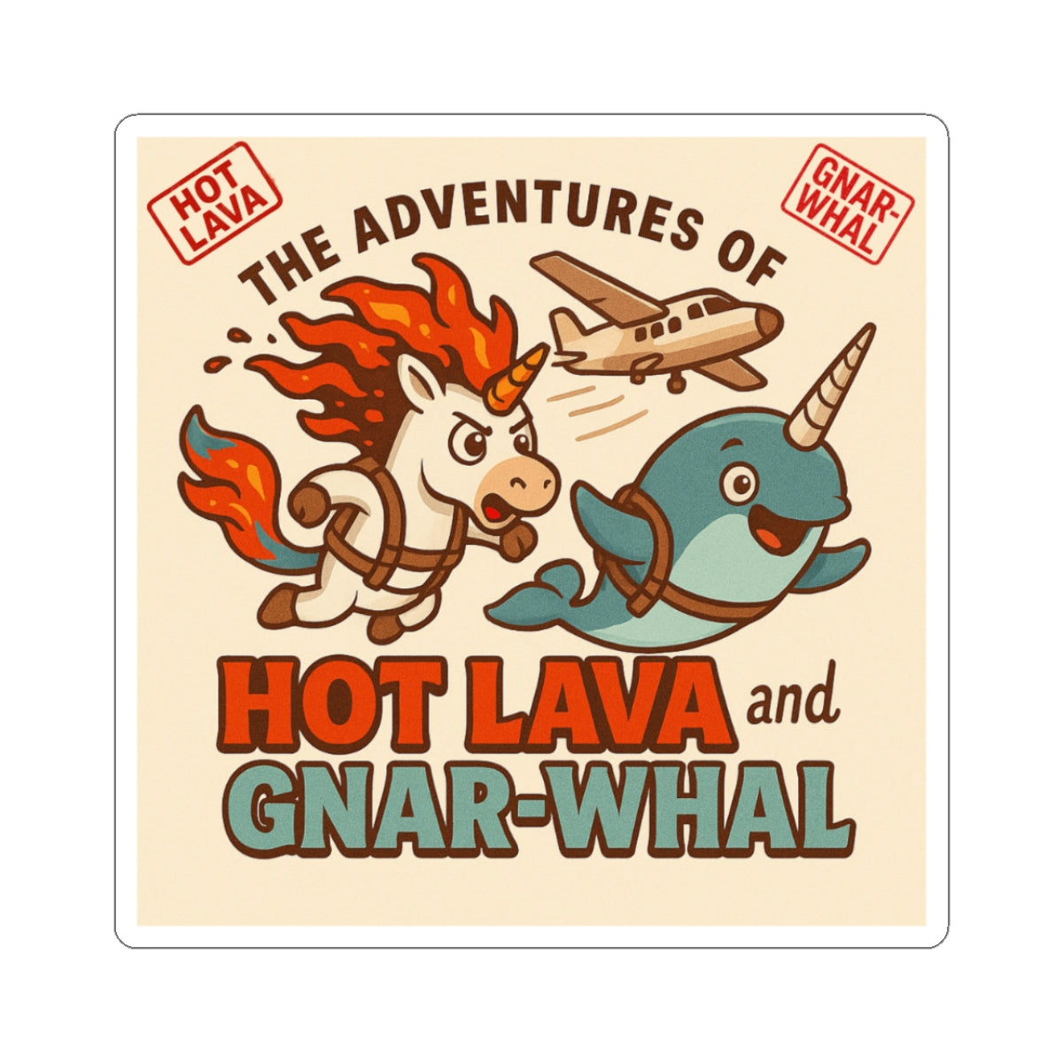 Hot Lava and Gnar-Whal Skydiving Sticker Kiss-Cut Stickers - Perfect for Kids, Gifts, Laptop Decals, Party Favors, and Journal Decor